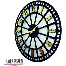 Resim RUSTİK LATİN BÜYÜK BOY DUVAR SAATİ GOLD 50CM Altın 