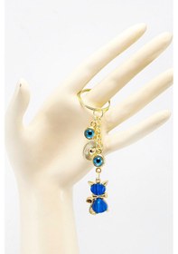 Resim Çerçeveli Nazar Boncuklu Salkım Lacivert Sedefli Kedicik Anahtarl 