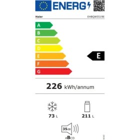 Resim Haier HBQW5519E E Enerji Sınıfı 284 Lt Wi-Fi Bağlantılı Kombi Tipi No Frost Ankastre Buzdolabı 