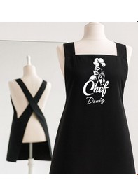 Resim Bk Gift Kişiye Özel İsimli Çapraz Askılı Siyah Mutfak Önlüğü - 2, Aşçı Önlüğü, Şef Önlüğü, Anneye Hediye Kobitmeyencom35898 Bk Gift Renkli 