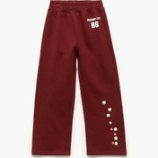 Resim Koton Çiçek Baskılı Pamuklu Geniş Paça Bordo Kız Bebek Eşofman Altı 6wmg40071ak Bordo 