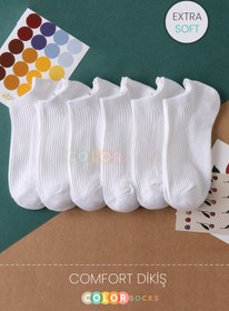 Resim Color Socks 6 Çift Spor Beyaz Kadın Çorap Seti (EXTRA SOFT) 