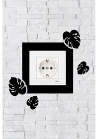 Resim Yaprak Tasarım Priz Çerçevesi İç Ölçü 8,4x8,4 Cm Dekoratif Priz - Anahtar Çerçevesi 
