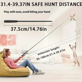 Resim 1 adet Teleskopik Kedi Oyuncak, 8.5cm Ultra-Long Tüy Başlığı, 3 Bölümlü Uzatılabilir Kedi Direği, Pil Gerektirmez, Dayanıklı Plastik Etkileşimli Kedi Oyuncak, Tüm Irklar İçin Güvenli, İç Mekan Oyunu ve Egzersiz İçin Uygun, Kedi Oyuncak, Eğlenceli Tasarım, Sağlam Yapı 