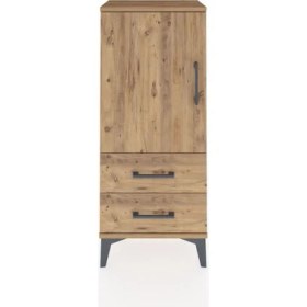 Resim Arges Komodin 2 Raflı 2 Çekmeceli Tek Kapaklı 44X30X106 Çam-Çam 