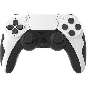 Resim Beyaz Siyah-kablosuz Gamepad Bluetooth Denetleyici Çift Titreşim Pc Joystick Ps4 Ps3 Konsol Pc Için Altı Eksenli Jiroskop Touchpad İle 