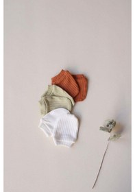 Resim 3lü Beyaz-yeşil-çikolata Yenidoğan Eldiven Set Çok Renkli 