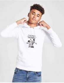 Resim Tsubasa Oozora Baskılı Unisex Çocuk Kapüşonlu Beyaz Sweatshirt Beyaz 