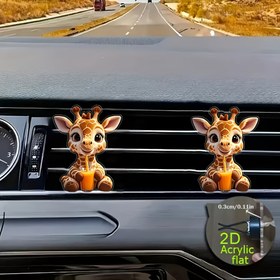 Resim 2Dflat 1 Sevimli Zürafa Desenli Araba Havalandırma Klipsi | Akrilik Oda Kokusu, Parfümsüz, Araba Klima Havalandırmaları İçin Uygun, Şarj Gerektirmez, Hediye Ürünü, Bataryasız 