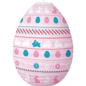 Resim Pembe Paskalya Fener Renkli Paskalya Yumurtası Kağıt Fener Karikatür Tavşan Desen Fener Kolye Parti Dekorasyon İçin 