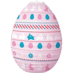 Resim Pembe Paskalya Fener Renkli Paskalya Yumurtası Kağıt Fener Karikatür Tavşan Desen Fener Kolye Parti Dekorasyon İçin 