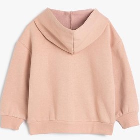 Resim Kız Bebek Kapşonlu Sweatshirt Fermuarlı Uzun Kollu Balerin Baskı Detaylı Şardonlu 