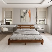 Resim RENAZZO Lotus New Frezya Model Ceviz Renk Masif Çam Ahşap Karyola 
