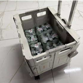 Resim 4 Tekerlekli Gri, 38l Orta Boy, Hareketli Alüminuyum Tutacaklı Alışveriş Arabası 