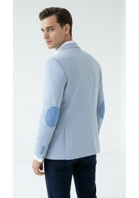 Resim Plus Scorpion Erkek Kolu Yamalı Blazer Ceket Bebe Mavi Renk, İtalyan Kesim Şık Ve Modern Tasarım Bebe Mavisi 