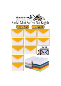 Resim Renkli Mini Zarf 7x9 Cm Not Kağıtlı 10 Adet Küçük Renkli Zarf Mektup Oyun Zarfı Doğum Günü Dilekleri Zarfı Canlı Renkler Sarı 