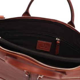 Resim Deri Briefcase Evrak Çantası - Taba 