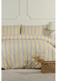 Resim Elart Scatt Nevresim Takımı Çift Kişilik Lastikli Çarşaf 200x220 Cm Ekru Ekru 