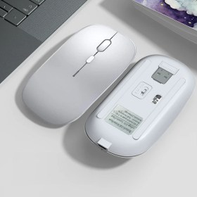Resim Sneezy Apple Macbook Şarj Edilebilir Sessiz Mouse Bluetooth + 2.4Hz Wifi Kablosuz Mouse Fare 
