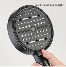 Resim 6 Fonksiyonlu Filtreli Duş Başlığı 10adet Yedek Filtre Su Arıtmalı, Klor Ve Kireç Önleyici, Yüksek Basınçlı Gri - Siyah 