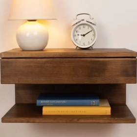 Resim Wooden Decoration Ahşap Tek Çekmeceli Duvara Monte Kitaplık Komodin 