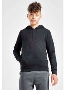 Resim Silhouette Spider Baskılı Unisex Çocuk Kapüşonlu Siyah Sweatshirt 