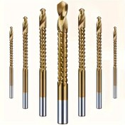 Resim 6 adet Titanyum Kaplamalı Yüksek Hızlı Çelik Spiral Matkap, 3-8mm Dişli Yan Kesim Matkap Plastik Metal Ahşap Delik Ahşap İşleme Araçları 