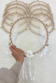 Resim ZEYMERADE Simli Gelin Tefi Beyaz, Nedime Düğün Kına Gecesi Sünnet Bekarlığa Veda Bride Zilli 25cm 1 Adet 