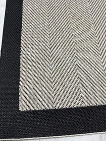Resim DEKOSET Sisal Halı- Hol Koridor Halısı- Kaymaz Taban- Yıkanabilir Kilim Halı Yolluk (Bej-Siyah, 80x300 cm) 