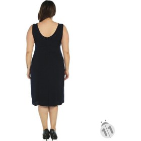 Resim Nidya Moda Büyük Beden Krep Elbise-4065Kl Lacivert 