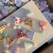 Resim 15/30 Adet Renkli Parti Şapkası Dekorasyonları - Çeşitli Desenler (Puanti, Çiçekli, Ekose) Pomponlu, Doğum Günleri, Düğünler, Paskalya, Noel, Şükran Günü için Kağıt Masa Süsleri - Elektriksiz, Parti Malzemeleri, Festiv Masa Aksesuarları, Şenlikli Çeşitlilik 