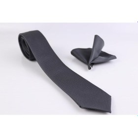 Resim Demfashion Özel Desenli Kravat Mendil Seti - Gri (533062734) Gri 
