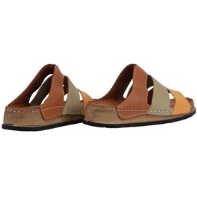 Resim Napa Shoes Hakiki Deri Üç Bantlı Çok Renkli Ortopedik Kadın Terlik Napa-303 Taba 