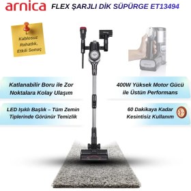 Resim Arnica Flex Şarjlı Dik Süpürge ET13494 