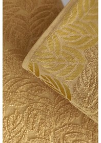 Resim 2'li Jakarlı Yaprak Desenli %100 Pamuk El Yüz Havlusu-50x90cm Hardal Hardal 