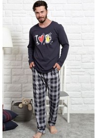 Resim Gazzaz Erkek Uzun Kol Cepli O Yaka Pijama Takım 3466A 