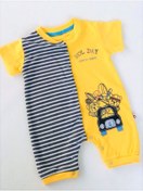 Resim Carmin Baby Unisex Bebek Sarı Çizgili Yuvarlak Yaka Tulum 