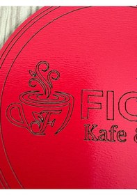 Resim 10'lu Kişiye / Şirkete Özel Logolu Bardak Altlığı Seti Lazer Kesim Kurumsal Hediye 9 Cm Kırmızı 