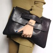 Resim Klasik Retro Düz Renk Debriyaj Cüzdanı, Büyük Kapasiteli Dokulu Madeni Para Kesesi, Kadınların Trendy Taşıma Cüzdanı 