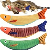 Resim 1/2 adet Kedi Oyuncak Saury Balığı, Çıtırtı Sesli Oyuncaklar Yumuşak ve Dayanıklı, İç Mekan Egzersizi için Etkileşimli Kedi Kicker Oyuncak 