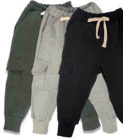Resim 3'Lü Paket Erkek Çocuk Eşofman Altı 3 İplik Şardonlu (Haki, Gri, Siyah ) - 6 Yaş 