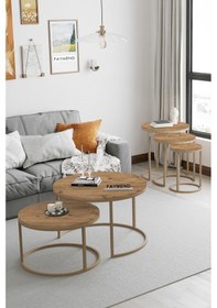 Resim Faymend Platoon 2li Orta Sehpa & Zigon Sehpa Seti 'capicino Atlas Çam' Takım 3+2 Capicino Atlas Çam 