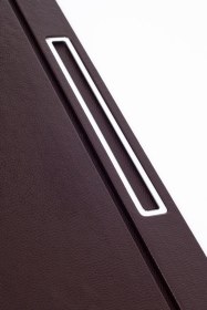 Resim Deri Kapaklı Masa Sümeni Kahve Krom Detaylı 50x35cm 