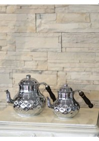 Resim Bakır Çaydanlık Gamzeli Model Gümüş Renk 