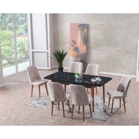 Resim ADAHOME Ipek Açılır 6 Kişilik Mutfak Masası Takımı Yemek Masası Takımı 