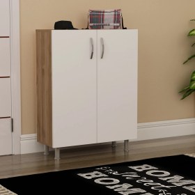 Resim Dekorosso Just Çok Amaçlı Dolap Ayakkabılık Ceviz-Beyaz 