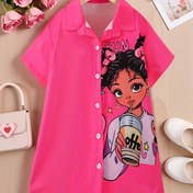 Resim Kızlar için Beyaz A Kesim Yazlık Elbise Oynak Karakter Portre Baskılı - Kısa Kollu Rahat Okul Elbisesi, Gençler İçin Makinede Yıkanabilir ve Nefes Alabilen, Okul Üniforması Elbisesi | A kesit silüeti | Esnemez kumaş 