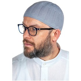 Resim Safir Ince Örme Dantel Namaz Takkesi Gri 1 Adet 
