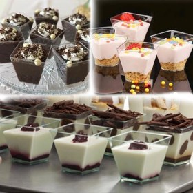 Resim Kristal Kübik Kase Tatlı Kabı Kasesi 24 Adet Kapaksız 200 Cc. 