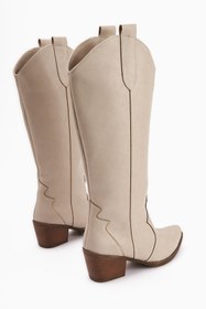 Resim Limoya Lhena Bej Western Çekme Kadın Çizme 